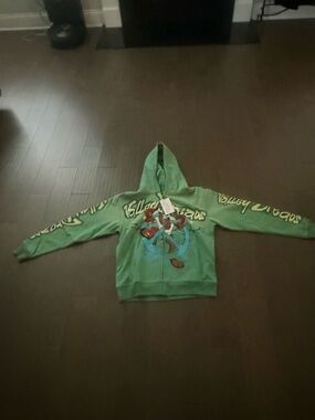Green Graphic Zip-Up Hoodie for Kids